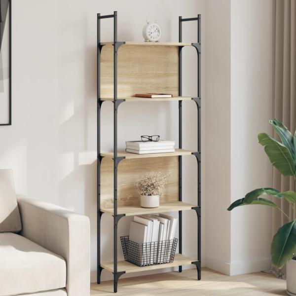 vidaXL Bücherregal 5 Böden Sonoma-Eiche 60,5x24x166,5 cm Holzwerkstoff 838864