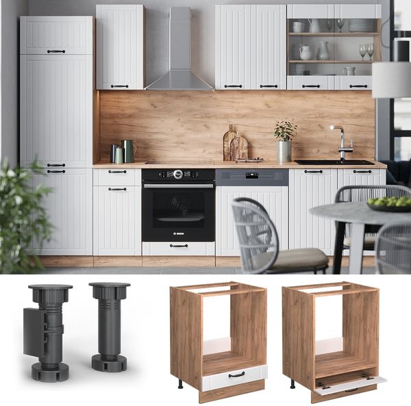 Herdumbauschrank Fame-Line Weiß Landhaus 60 cm ohne Arbeitsplatte Vicco Bild 3