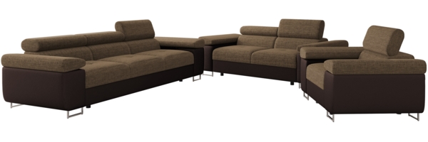 Sofa Set Torezio 3+2+1 mit Einstellbare Kopfstützen (Soft 066 + Lux 03)