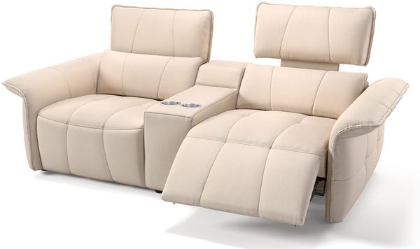 Sofanella Kinosofa ADRIA 2-Sitzer Ledercouch Echtleder in Creme M: 246 Breite x 101 Tiefe