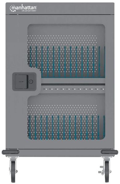 MANHATTAN 32-Port USB-C Ladeschrank auf Rollen 576W geräumige Fächer für Ger