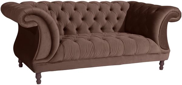 Chesterfield Sofa 2-Sitzer Kaylin Samtvelours braun