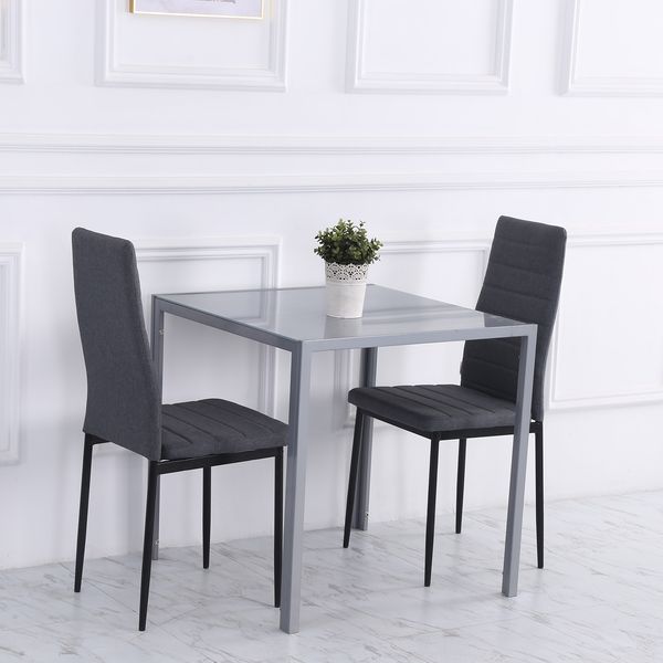 Esstisch 75x75x75 cm, quadratisch, Glasplatte und Stahlrahmen für 4 Personen