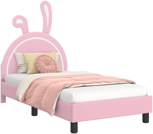 vidaXL Kinderbettgestell mit Kopfteil mit Kopfteil Rosa 80x160 cm PU 42011194