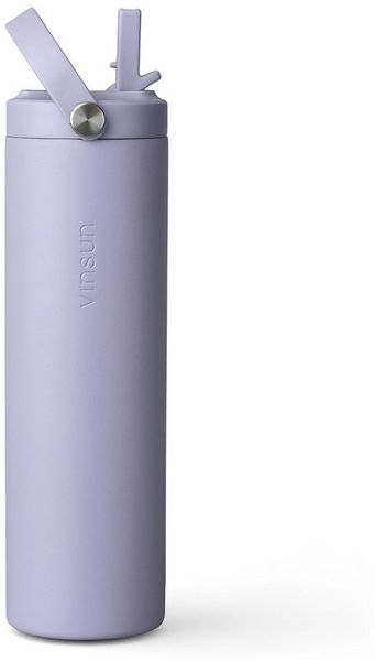 Vinsun Isolierflasche Thermoflasche 750ml mit Strohhalm - Sport Trinkflasche mit Tragegriff, Auslaufsicher, doppelwandig isoliert, geruchs- und geschmacksneutral