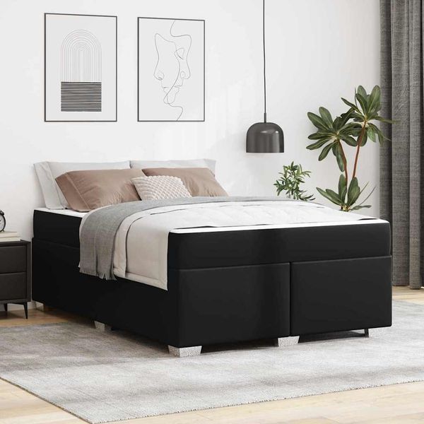 vidaXL Bettrahmen mit Matratze Schwarz 140 x 200 cm Stoff 3399238