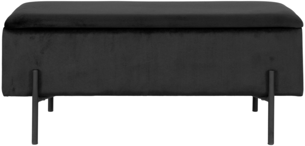 House Nordic Bank mit Stauraum, Samt, schwarz, 95x36,5x43 cm, HN1207