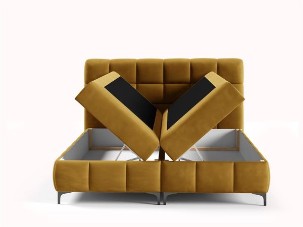Boxspringbett Schlafzimmerbett SOPHIE 100x200cm Stoff Salvador Honiggelb Bild 4