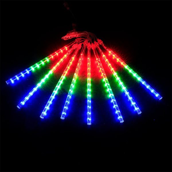 Rosnek LED-Lichterkette 30CM / 50CM LED Eiszapfen Lichterkette,Weihnachtsbeleuchtung Deko, 4 Farben, Warmweiß, Weiß, Mehrfarbig, Blau, 8 Röhren