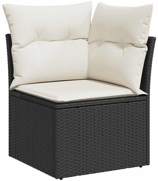 vidaXL 9-tlg. Garten-Sofagarnitur mit Kissen Schwarz Poly Rattan 3326367 Bild 4