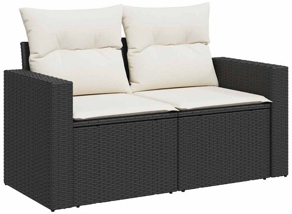 vidaXL 9-tlg. Garten-Sofagarnitur mit Kissen Schwarz Poly Rattan 3326367 Bild 5