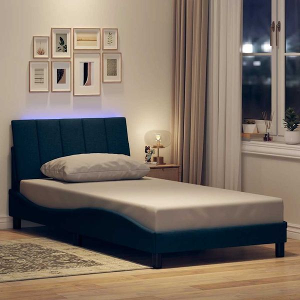 vidaXL Bettgestell ohne Matratze "Hanko" Blau 100x200 cm Stoff 3310446