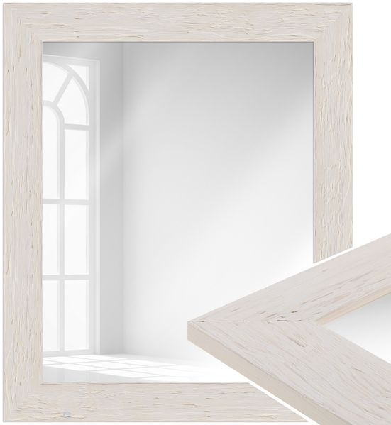 WANDStyle Wandspiegel H780 aus Massivholz in Weiß 60 x 70 cm im Stil Modern