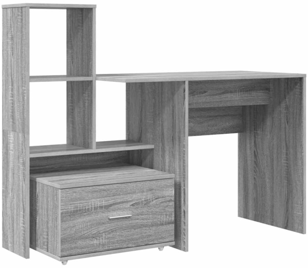 vidaXL Schreibtisch Grau Sonoma 131,5 x 50 x 106,5 cm Holzwerkstoff 3337270 Bild 1