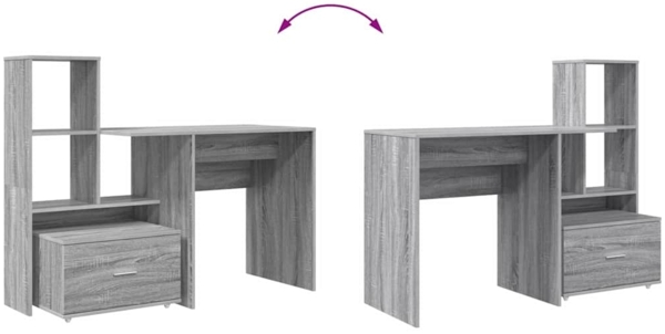 vidaXL Schreibtisch Grau Sonoma 131,5 x 50 x 106,5 cm Holzwerkstoff 3337270 Bild 10