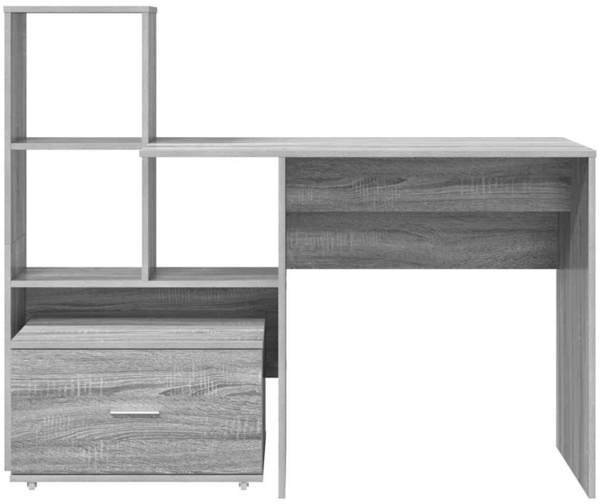 vidaXL Schreibtisch Grau Sonoma 131,5 x 50 x 106,5 cm Holzwerkstoff 3337270 Bild 7