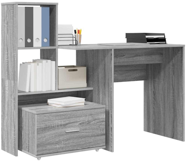 vidaXL Schreibtisch Grau Sonoma 131,5 x 50 x 106,5 cm Holzwerkstoff 3337270 Bild 2