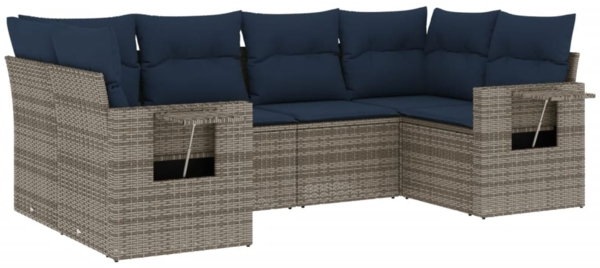 vidaXL 6-teiliges Gartensofa-Set mit Kissen, grau, Polyrattan 3220580
