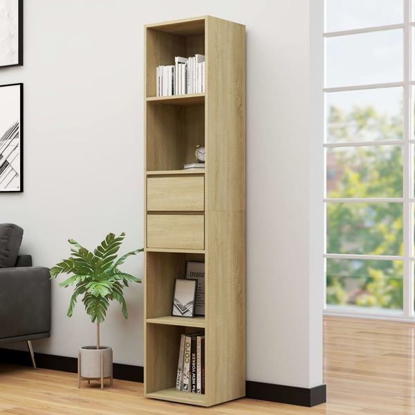 vidaXL Bücherregal, Spanplatte, Sonoma-Eiche, 36 x 30 x 171 cm