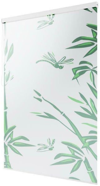 Halb-Kassetten Duschrollo 60x190 cm Modell Bambus weiß grün Duschvorhang