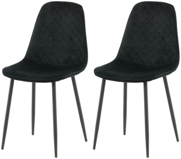Venture Home Esszimmerstühle 2 Stk. Polar Samt mit Ziernähten Schwarz Bild 2