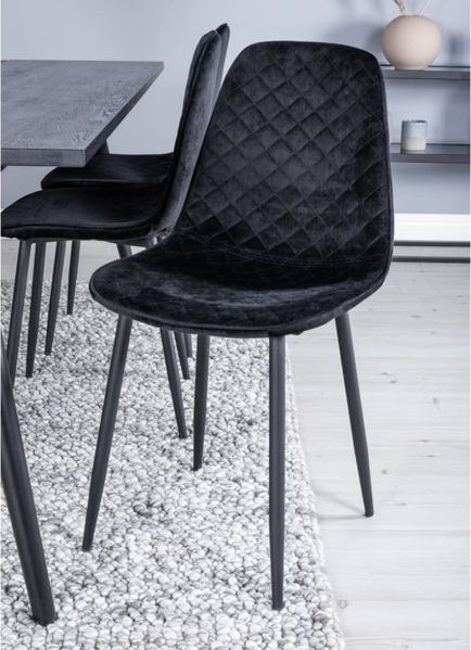 Venture Home Esszimmerstühle 2 Stk. Polar Samt mit Ziernähten Schwarz