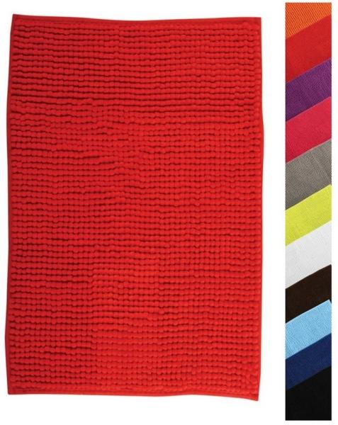 MSV Badteppich Badvorleger Duschvorleger Chenille Hochflor Badematte 40x60 cm – Rot