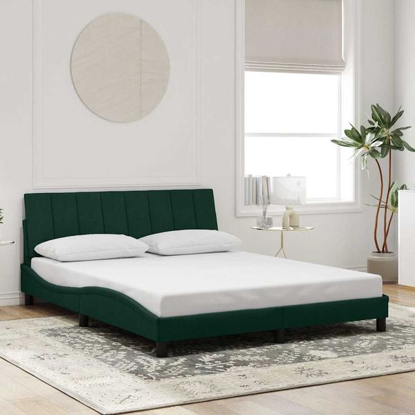 vidaXL Bettgestell ohne Matratze "Hanko" Dunkelgrün 160x200 cm Samt 3207858