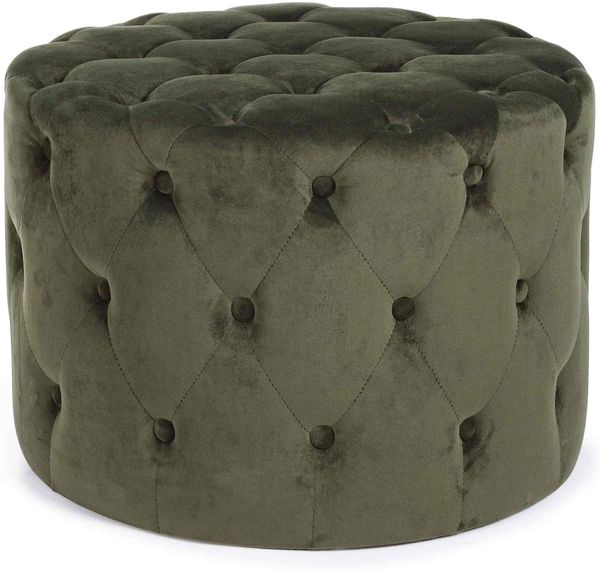 Pouf Lorella in Samt-Optik, Grün, 60 x 60 x 42 cm