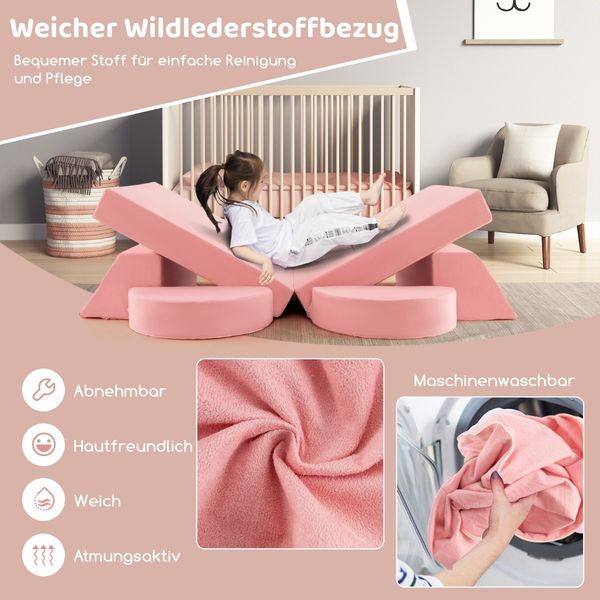 Modulares Kindersofa Spielsofa Modulsofa mit abnehmbarem Bezug 105,5 x 101 x 48 cm Rosa