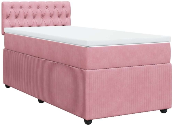 vidaXL Boxspringbett mit Matratze Rosa 90x200 cm Samt 3287649