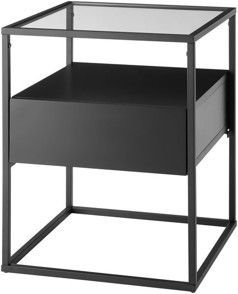 Beistelltisch >EVORA< in schwarz, Holzwerkstoff / Metall - 43x54x43cm (BxHxT)