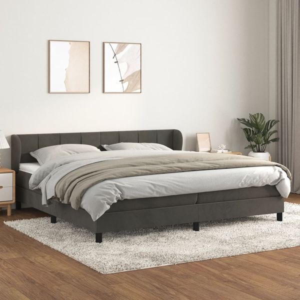 vidaXL Polsterbett mit Matratze Dunkelgrau 200x200 cm Samt, Härtegrad: H2 [3127512]