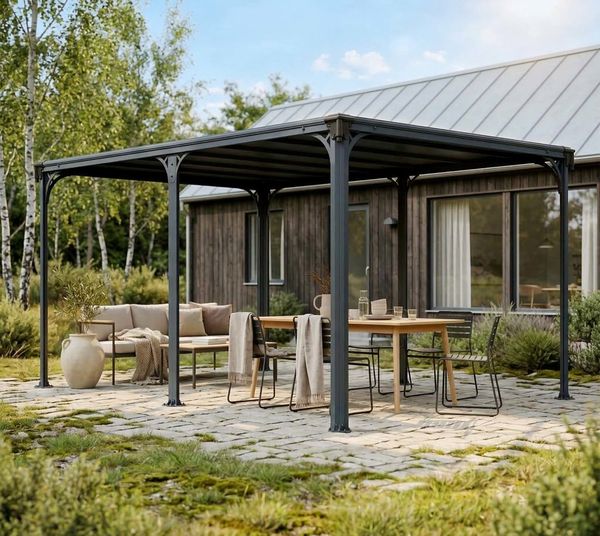 Palram - Canopia 'Milano 4300' Pavillon, Aluminium, Anthrazit, 309 x 426 x 226 cm
