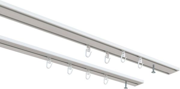 indeko Vorhangschiene Wendeschiene, 2-läufig, Aluminium, Innenlaufschiene 1- bis 4-läufig, Wunschmaßlänge