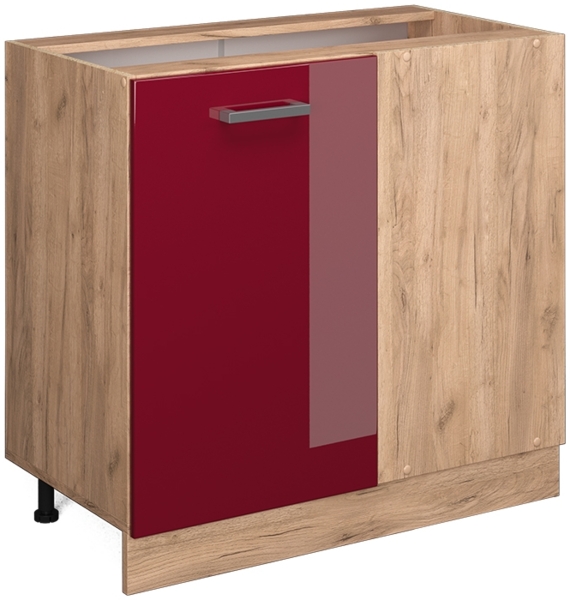 Vicco Küchenschrank Küchenzeile R-Line, Bordeaux Hochglanz, Eckschrank 86 cm, ohne AP