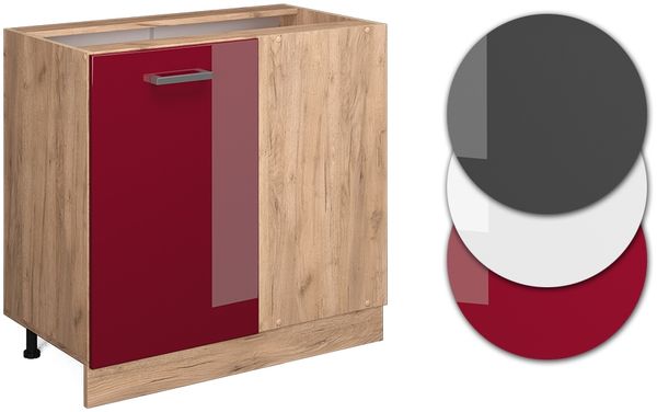 Vicco Küchenschrank Küchenzeile R-Line, Bordeaux Hochglanz, Eckschrank 86 cm, ohne AP Bild 5
