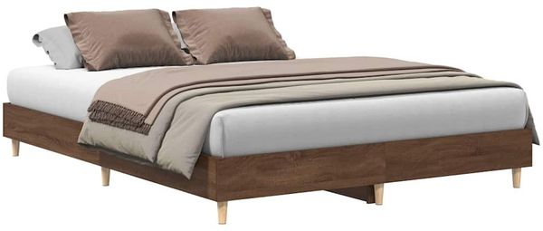 Doppelbett, Bettgestell Modernen ohne Matratze Braun Eichen-Optik 140x200 cm d1921e