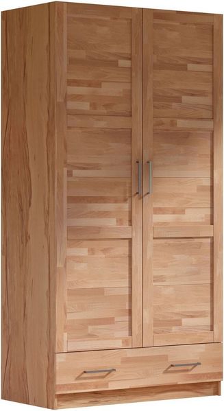 OTTO home Kleiderschrank Sabrina, 97x60x200cm, natürlicher Landhausstil teilmassiv, Buche oder Eiche, FSC-zertifiziert, Metallgriffe