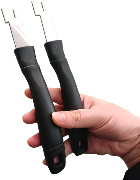 2 X Edelstahl Handgriff 24CM Grillgitter Grillroste Holzgriff Grillzubehör Griff