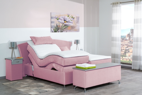 Meisterbetten Boxspringbett Huss 240x200 in VS-Rose, Matratzenbezug Nano, Ergoflex-Topper