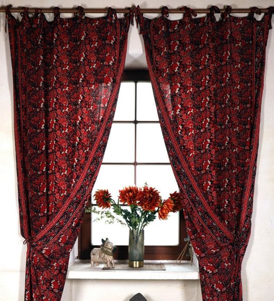 Guru-Shop Vorhang Seidige Boho Vorhänge, 1 Paar Bohemia Gardine..