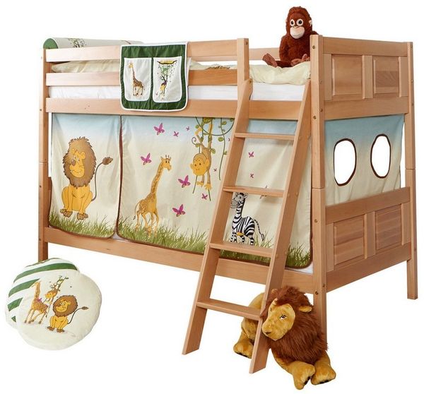 Etagenbett "Erni" Country 90x200 Buche massiv Natur