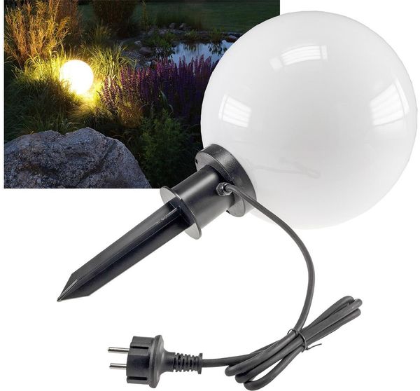 Garten Kugelleuchte Erdspieß "CT-GL30cm"IP44, 230V, 1,5m Kabel, E27 Fassung
