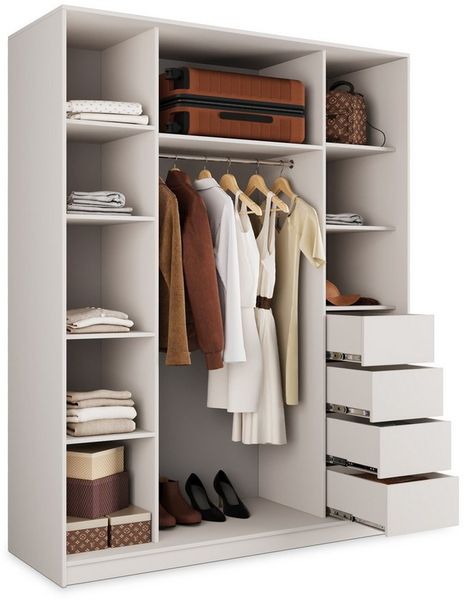 Masseno Schwebetürenschrank PINA 150 cm Kleiderschrank mit Spiegel 3 Türen Kaschmir Bild 3