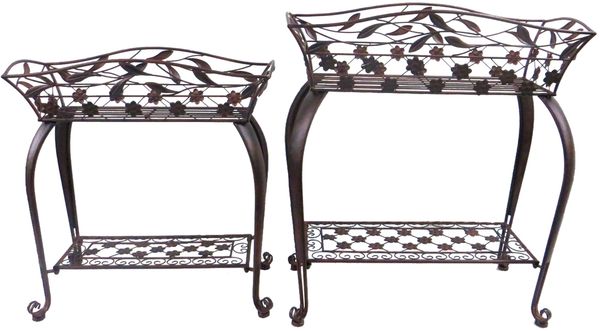 Pflanzenständer Set Blumenregal Pflanzenhalter Blumenhalter Deko 2tlg. Braun