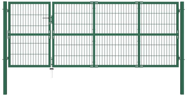 vidaXL Gartentor mit Pfosten 350x120 cm Stahl Grün 142570