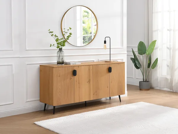 Vente-unique - SINOLO Sideboard Holz, Platte Beige - B 40 cm x H 76 cm x L 160 cm