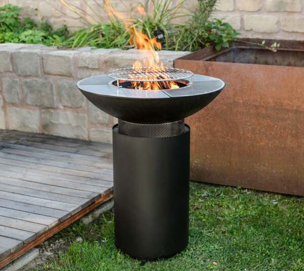 Westmann Stahl Grill Feuerschale Feuerstelle | Schwarz | 75x75x94 cm