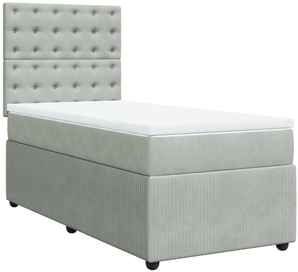 vidaXL Boxspringbett mit Matratze Hellgrau 80x200 cm Samt 3292202
